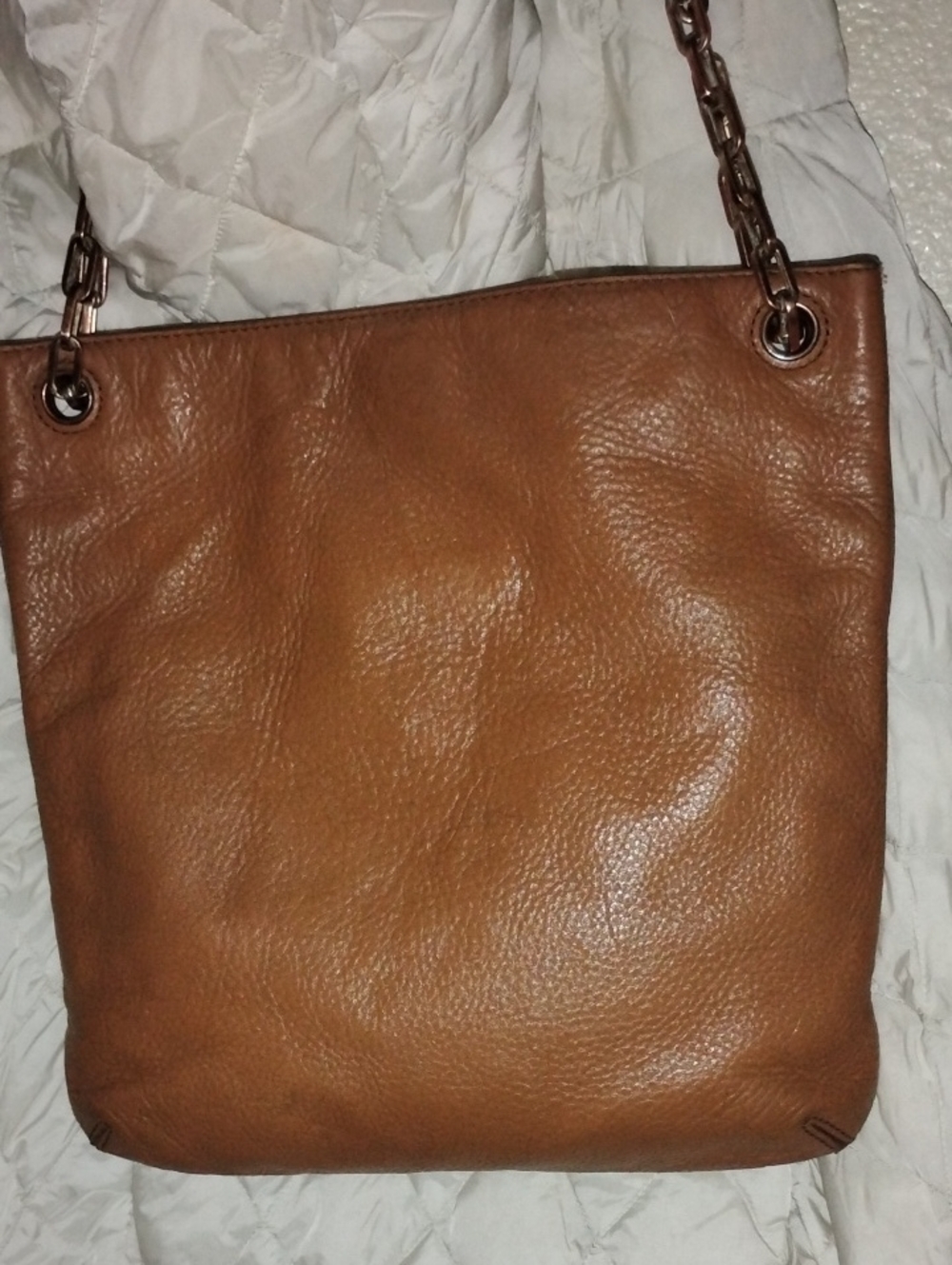 Tory Burch Cognac Leather Shoulder Bag with Chain Handles - Picture 2 of 6